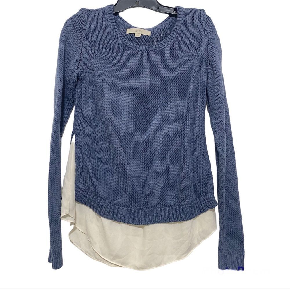 Loft Layered Preppy Blue Sweater, Small, S